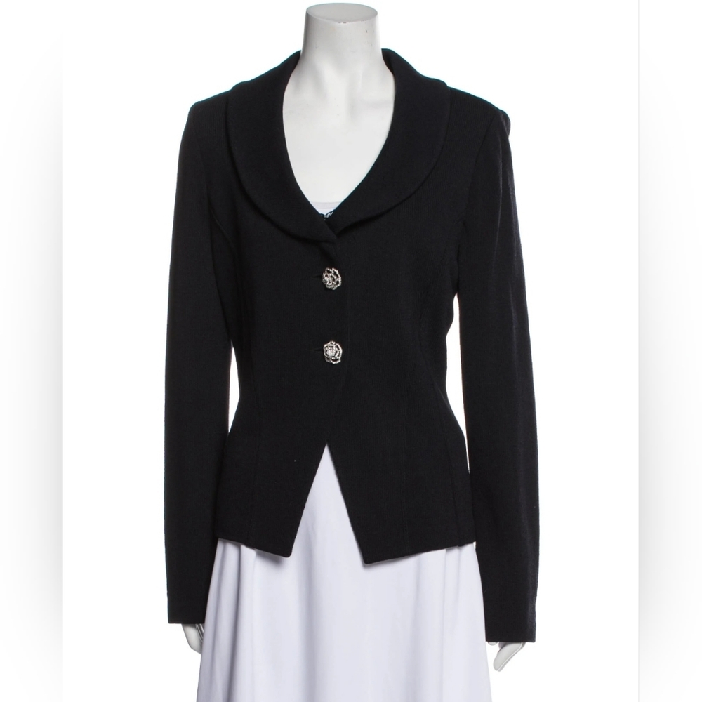 St John Evening black Shawl Collar Blazer ladies size 12